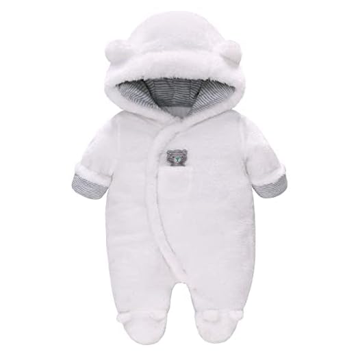 Vine Traje de Nieve Bebé Ropa de Invierno Footed Peleles Mameluco con Capucha Cálido Monos para Niños Niñas, Blanco 0-3 Meses