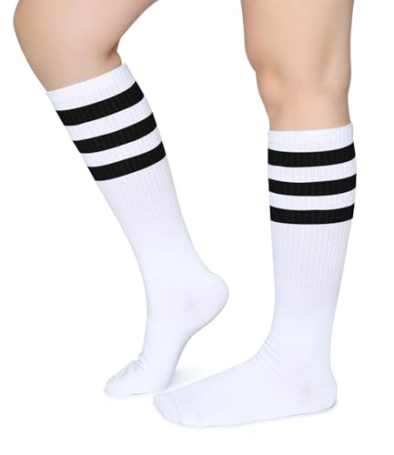 Pareberry Classical Triple Stripes Soft Cotton Over-the-Calf Retro Tube Socks