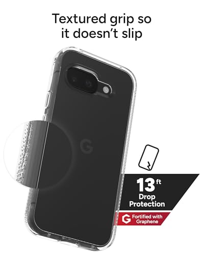 Image of ZAGG Crystal Palace Google Pixel 9a Case - Crystal Clear, 13ft Drop Protection, Slim, Anti-Yellowing, Graphene Reinforced, Wireless Charging Compatible, Anti-Scratch