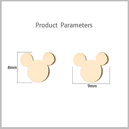 Cute Small Mouse Stud Earrings For Women Teen Girls Stainless Steel Hypoallergenic Minimalist Fashion Polished Cartoon Animal Cartilage Tragus Post Earring Birthday Christmas Mother's Day Jewelry Dainty Gifts For Daughter Niece (Gold) #TOP5