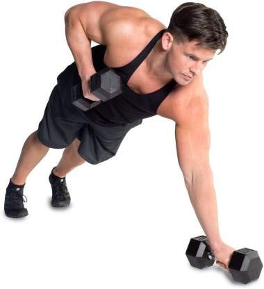 Kiraro Set of 5Kg x2pcs Fixed Weight Rubber Encased Hexagonal Dumbbell for Home/Commercial Gym(10Kg), Black 2