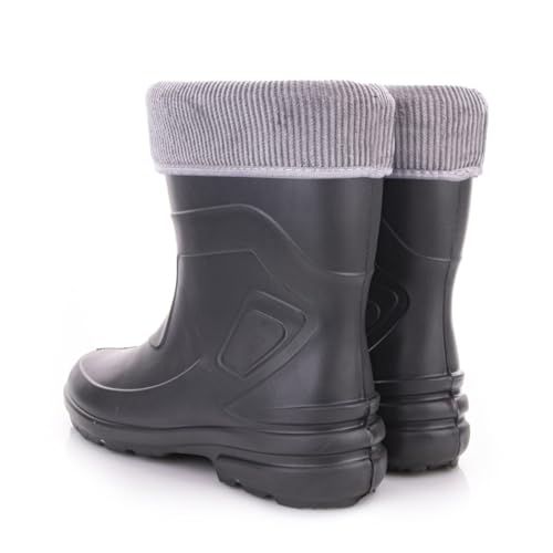 LEMIGO leichte Damen EVA Gummistiefel gefüttert Jessy (Carbone/Grau, 40 EU)