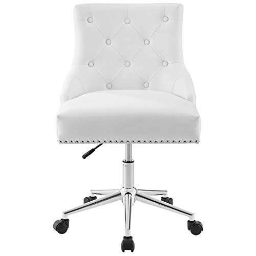 Modway Regent Tufted Button Faux Leather Swivel Office Chair With Nailhead Trim In White #TOP4