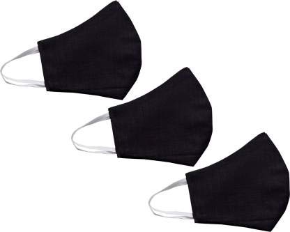 KYADA FAB Cotton Reusable Face Mask (Black, without Valve, Pack of 3) for Men