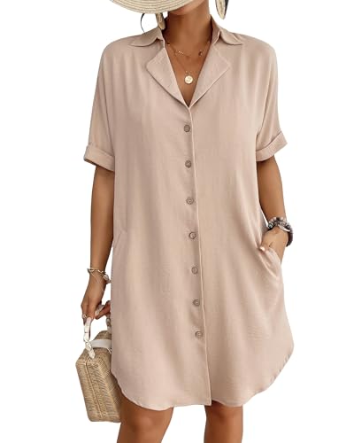 Maillot de bain coverup femme chemise robe de plage manches courtes d'été