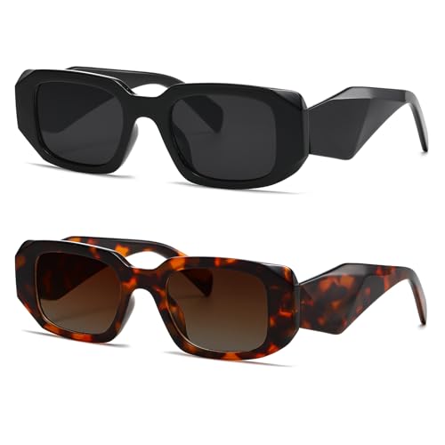 Rectangle Sunglasses for Women Men Vintage 90s Designer Styles Fashion Narrow Square Frame