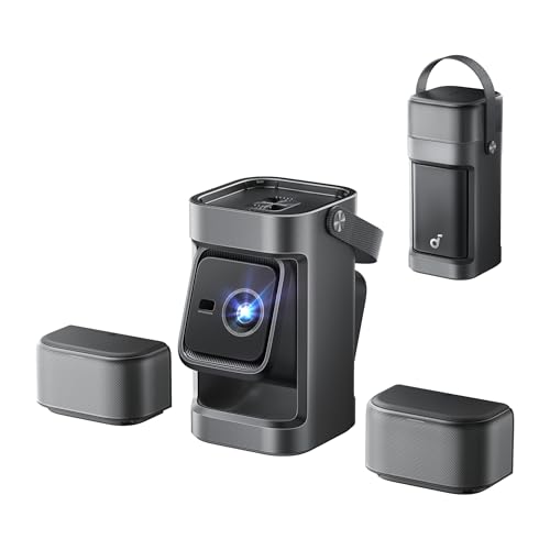 Soundcore Nebula P1 Proyector portátil GTV con Altavoces Desmontables, 650 Lúmenes ANSI, 1080p, Sonido 2.0 Real de 20 W, Audio Dolby, Ajuste Automático, Pantalla de 180'' y Asa de Transporte