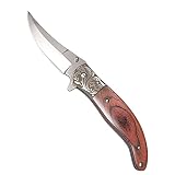 Casvno Pocket Knife stainless steel blade +wood handle for Hunting, Camping, Fishing, Hiking, Outdoo