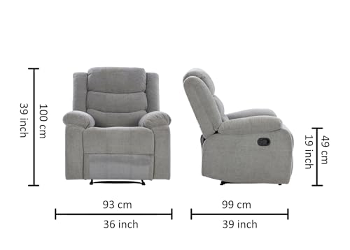 Image of Urban living - Illinois Single Seater Fabric Manual Recliner | 1 Seater Sofa | Single Sofa Recliner | 1 Seater Chair Sofa | 1 Year Warranty | Grey