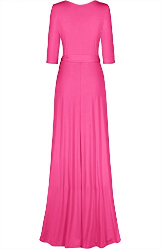Image of Women's 3 /4 Sleeve Deep V-Neck Maxi Faux Wrap Solid Plus Size Dress