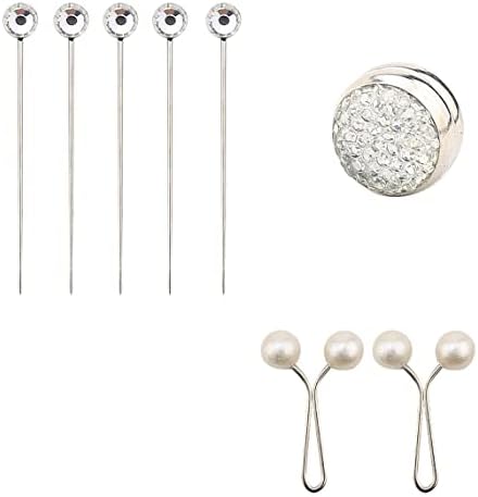 YF STORE Tesettür Eşarp Aksesuar Seti, Tesettür Şal İğneleri, Mıknatıs ve Klips Hediye Seti (Kristal) - Görsel 1