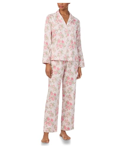 Lauren Ralph Lauren Women's Woven Sleeve Notch Long Pj Set