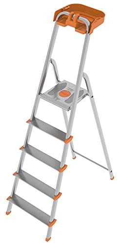 Scala ATTICA in alluminio con vaschetta portaoggetti 5 gradini