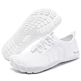 Racqua Mens Womens Beach Surfing Quick Dry Sport Lightweight Barefoot Fishing Diving Swim Pool Aqua Water Shoes White 8 W/7 M