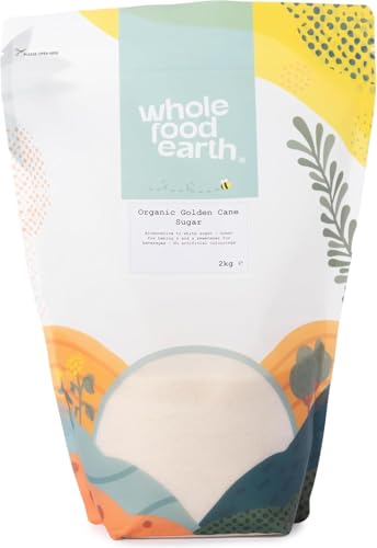 Wholefood Earth - Azúcar dorado de caña ecológico, 2 kg, crudo, sin refinar, vegano, sin transgénicos, con certificación ecológica