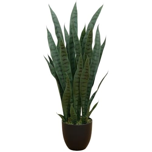 Nearly Natural 35 in Artificial Sansevieria Plant with Black Planter