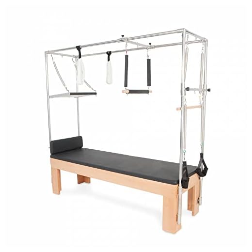 ELINA PILATES Cadillac de Madera - Negro, 6 Tipos de Muelles, Barra Push Bar, Barra Roll-Down y 2 Barras de Deslizamiento con Sistema Rápido de Ajuste, Mat para Pies