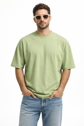 Image of Men's Oversized T-Shirt, Cotton Blend, Soft Fabric, Crew Neck, Short Sleeve