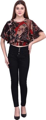 Image of POPWINGS Women's Crepe Top | Full Sleeve and Dot Printed Casual Top for Women