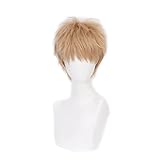 Cosplay Wig Anime ONE PUNCH-MAN Genos Light Brown Short Heat Resistant Synthetic Hair Men Cosplay Costume Wig