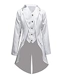 Crubelon Men‘s Steampunk Vintage Jacket Gothic Victorian Frock Coat Uniform (White, XX-Large)