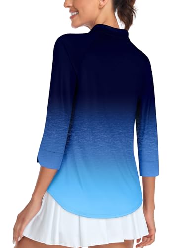 Image of Cucuchy Style Womens Golf Shirt 3 /4 Sleeve Quarter Zip Workout Tennis Tops Quick Dry UPF 50+ Shirts