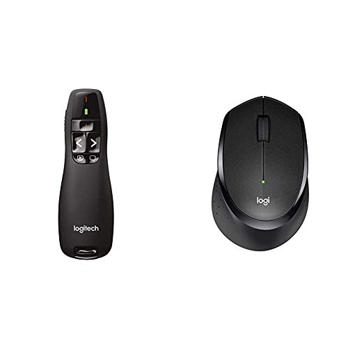 Logitech M330 Silent Plus Souris Sans Fil, Récepteur USB + Logitech R400 Télécommande de Présentation sans Fil, Pointeur Laser Rouge, Portée 15 Mètres, PC, Mac, Ordinateur Portable, Chromebook - Noir