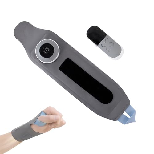 EMS Massaggiatore per Polso, Massaggiatore per Mani Senza Fili con Calore, 6 Modalità 19 Intensità Fasce per Polsi, Supporto per Polso Sinistro/Destro per Tendinite e Sindrome del Tunnel Carpale
