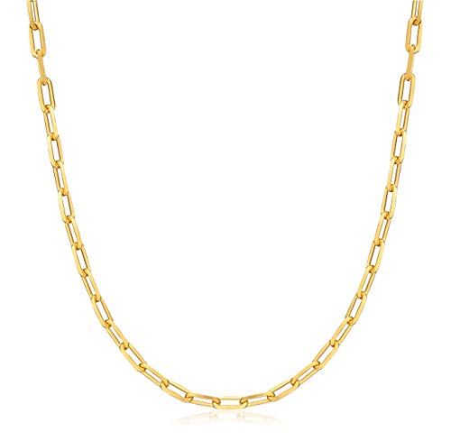 Barzel 18K Gold Plated Paperclip Necklace Chain 4MM - Made In Brazil