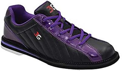 3G unisex adult Bowling Shoes, Black/Metallic Purple, 9.5 Wide Women 7.5 Men US