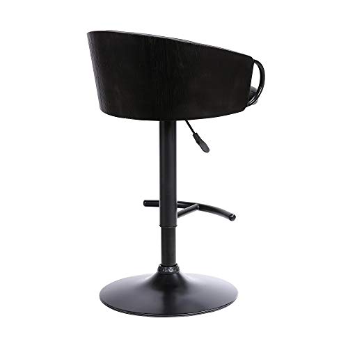 Butaco Ajustable y Giratorio Armen Living Montego con Cuero Sintético Negro y Acabado en Negro miniatura 6