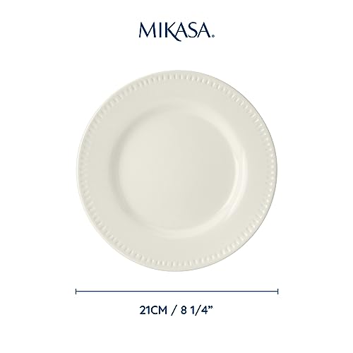 MIKASA Cranborne 4pc Stoneware Side Plate Set, 21cm, Gift Boxed, White - Image 2