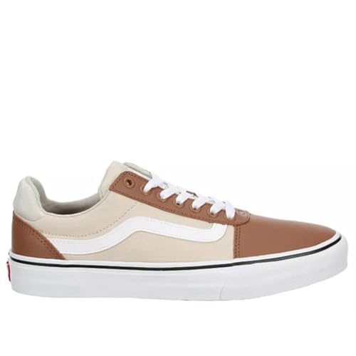Vans Vans Unisex Ward Deluxe Leather Canvas Low Sneaker - Lace up Closure Style - Brown/Tan 10.5