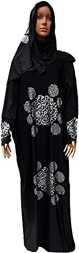 Damen Einteiler Isdal Izdal Muslimisch Islamisch Islamisch Islam Gebet Overhead Kleid Bescheidenes Outfit Kleidung Hijab Schal Abaya Galabeya Gilbab Kaftan Robe Kleidung (schwarz) Cover