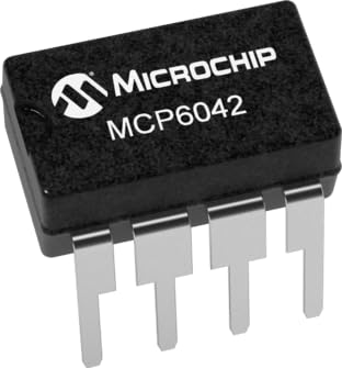 Microchip Technology, MCP6042-I/P, Dual Op Amp - 14kHz GBP - 600nA - Rail to Rail I/O - 1.4 to 6.0 VDC - -40°C to 85°C - 8-Lead PDIP (60 Item/s)
