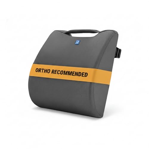 Orthosit Back Support | Ortho Designed High Density Foam | 5-Year Warranty | Premium Lumbar Support for Office Chair | Lower Back, Sciatica Pain Relief Backrest,Back Pillow (Grey)