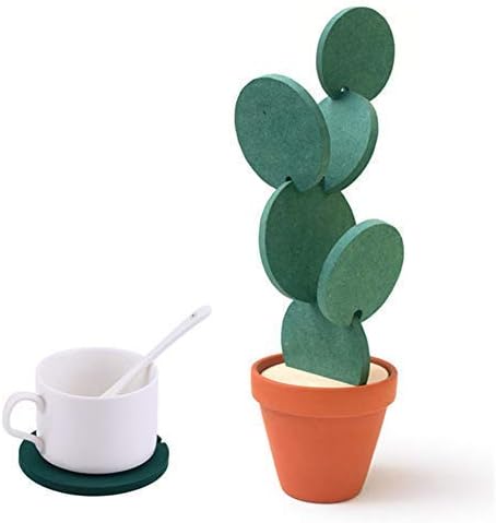 Coasters DIY Cactus Coaster Set with Flowerpot Holder for Drinks Novelty for Home Office Bar Decor 6 Pieces