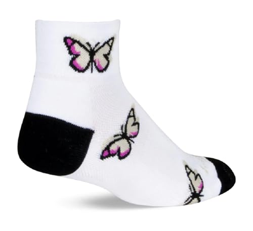 SockGuy Unisex Butterfly 2in Ankle Athletic Cycling/Running Socks (US, Alpha, Small, Medium, Regular, Regular, Butterfly)