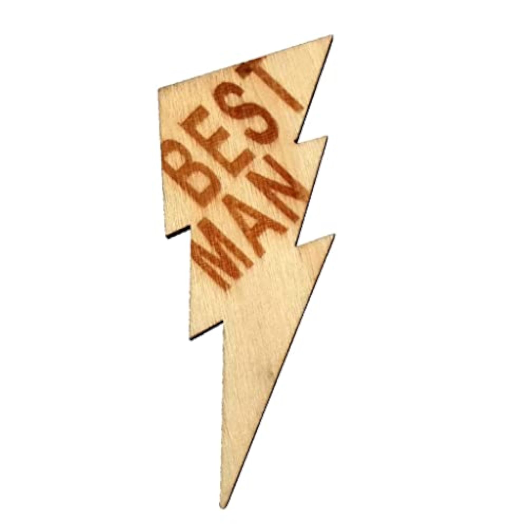 Men's Wooden Lightning Style Best Man Brooch for Rustic Weddings