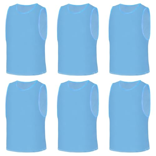 AUYAO Petos Futbol, 6Pcs Petos Futbol Niños, Chaleco de Entrenamiento de Malla Transpirable, Camisetas Deportivo para Balón de Fútbol Baloncesto, M