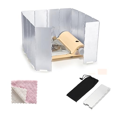 Cortavientos Camping Gas,14 Placas Paraviento Camping,Paravientos para Cocina de Camping,Parabrisas Plegable,Protectora Paravientos de Aluminio,Estufa al Aire Libre Parabrisas para Barbacoa Pícnic