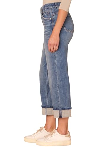 Democracy Women's Ab Solution High Rise Round Up Boyfriend Jean with Cropped Roll Cuff3