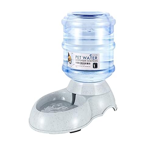 Flexzion Automatic Dog Water Bowl Dispenser For Cat Pet Animal (1 Gallon Dispener Water Jug) - Gravity Feeder Auto Replenish Waterer Drinking Bowl Fountain Bottle Dish Stand Cover