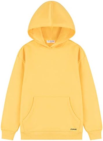 ATLANHAWK Kid's Hoodie Soft Brushed Fleece Hoodies Classic Active Pullover Hooded Sweatshirt for Boys or Girls 3-12 Years(light yellow,xs)
