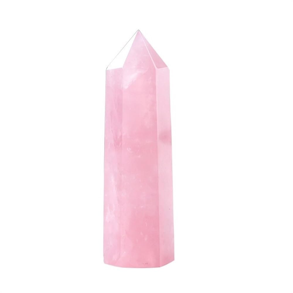AUOQKQUT 1PC Crystal Single Pointed Column Hexagonal Prism Ornaments Rose Quartz Point Wand Home Decoration (Color : 5-6cm) AUOQKQUT