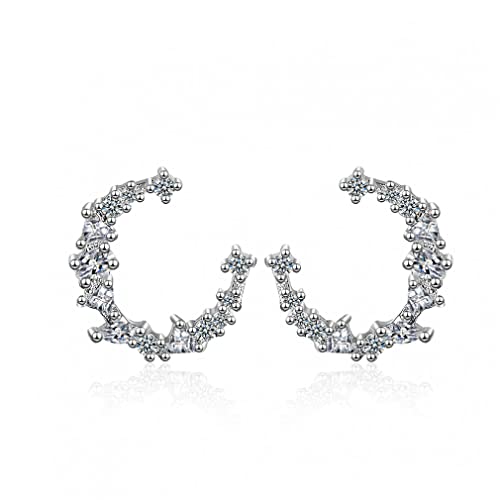 Collier lune irrégulier en zirconia et boucles d'oreilles d'exception - 4
