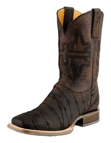Tin Haul Men's Don't Fence Me in Two Western Boot Broad Square Toe - 14-020-0077-0528 BR 13 D(M) US Brown