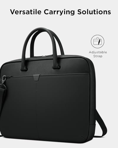 Lenovo 15.6-inch Laptop Bag (T200) - Water Resistant Leather Messenger Bag with Padded Device Compartment – Multi Compartment Professional Handbag with Shoulder Strap for Travel & Business3