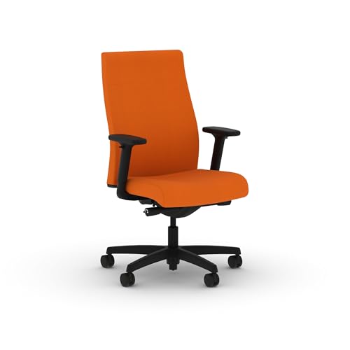 Image of HON Ignition 2.0 Fabric Office Chair, Upholstered, Adjustable Arms, Advanced Synchro-Tilt Recline Executive Ergonomic Office Chair, Black Frame, Apricot