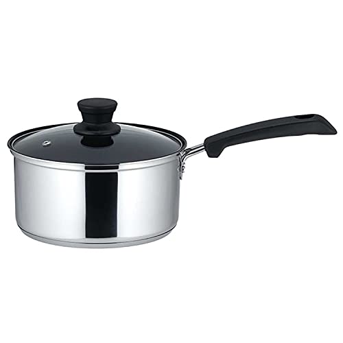 ベストコ 片手鍋 ガラス 蓋付き 18cm ステンレス 3層底 ふっ素 樹脂加工 IH 対応 ソースパン NQ-0043 リンピオ